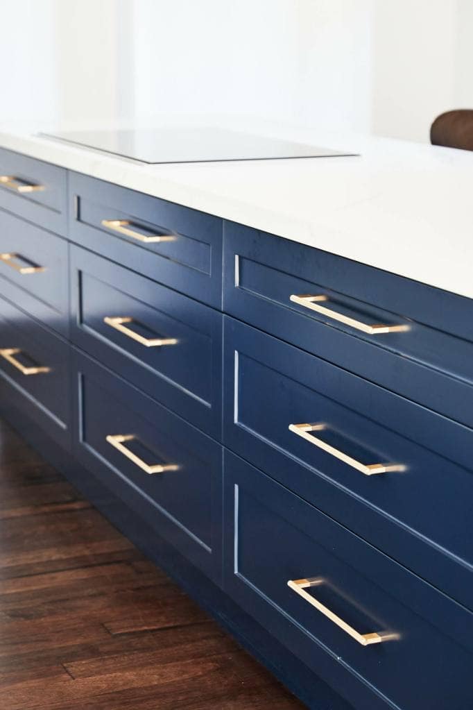 Beecroft blue and brass kitchen detail